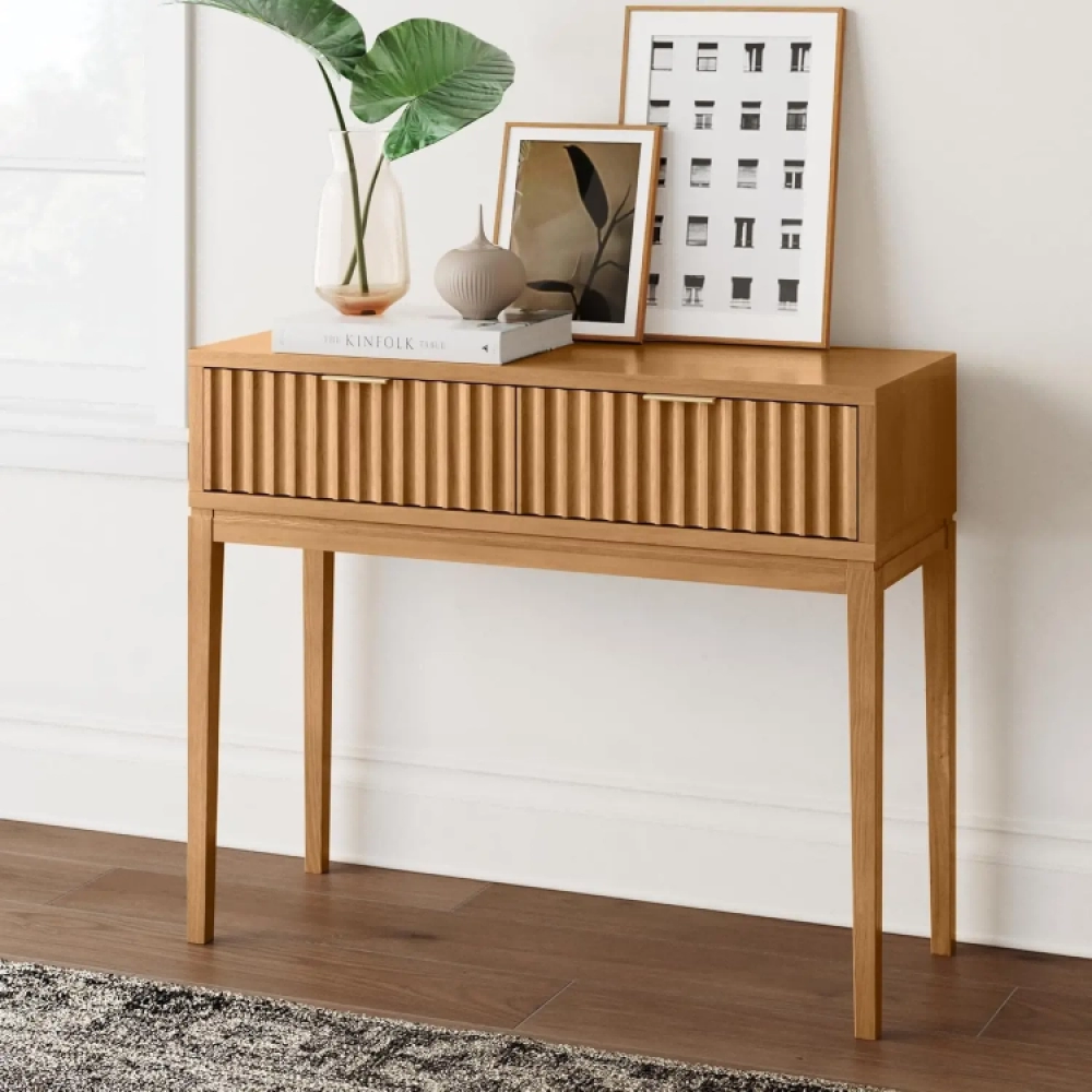 Wood Accent Storage Console Sofa Table, for Entryway, Hallway or Living Room, 1, Warm Pine