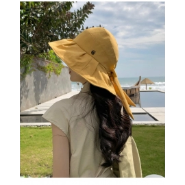 Sunscreen Hat With Bow, Large Brim For Covering The Face To Prevent Ultraviolet Rays In Summer, Foldable Fisherman Hat For Women